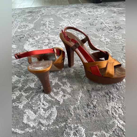 Nine West Orange satin slingback heeled Sandals - Picture 4 of 4
